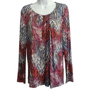 Rafaella Artistic Expression Long Sleeve Abstract Print Top Size Small NWT